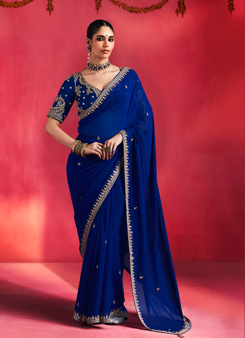 Fancy Soft Shimmering Sequin & Stone Work Party Wear Saree