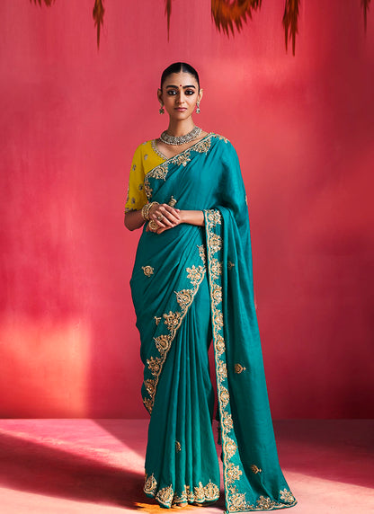 Fancy Soft Shimmering Sequin & Stone Work Party Wear Saree