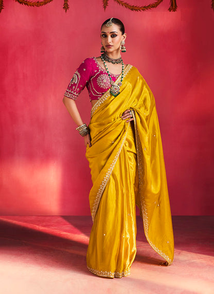 Fancy Soft Shimmering Sequin & Stone Work Party Wear Saree