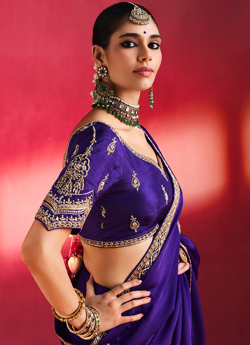 Fancy Soft Shimmering Sequin & Stone Work Party Wear Saree