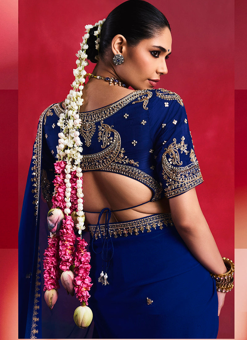 Fancy Soft Shimmering Sequin & Stone Work Party Wear Saree