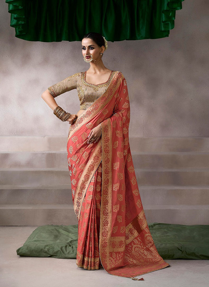 Crepe Designer Saree With Patterned Blouse