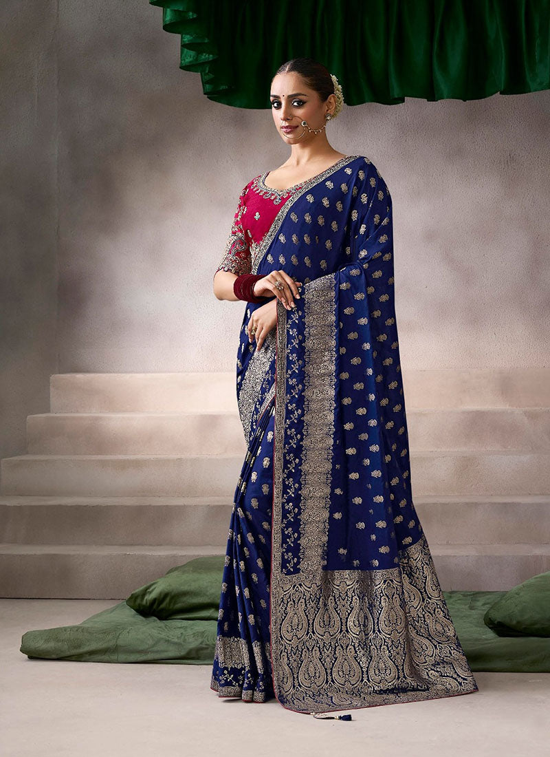 Crepe Designer Saree With Patterned Blouse