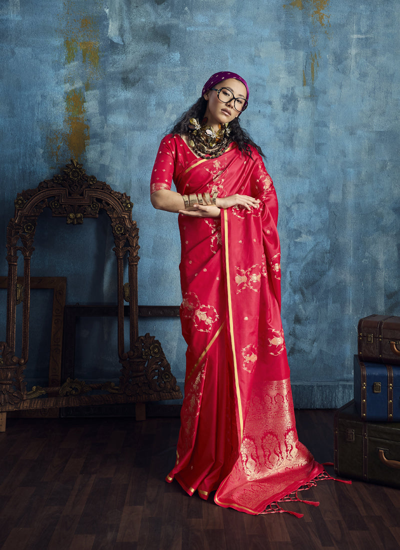 Pure Satin With Handloom Weaving Silk Saree Festival Wear Saree