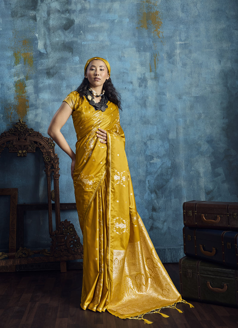 Pure Satin With Handloom Weaving Silk Saree Festival Wear Saree