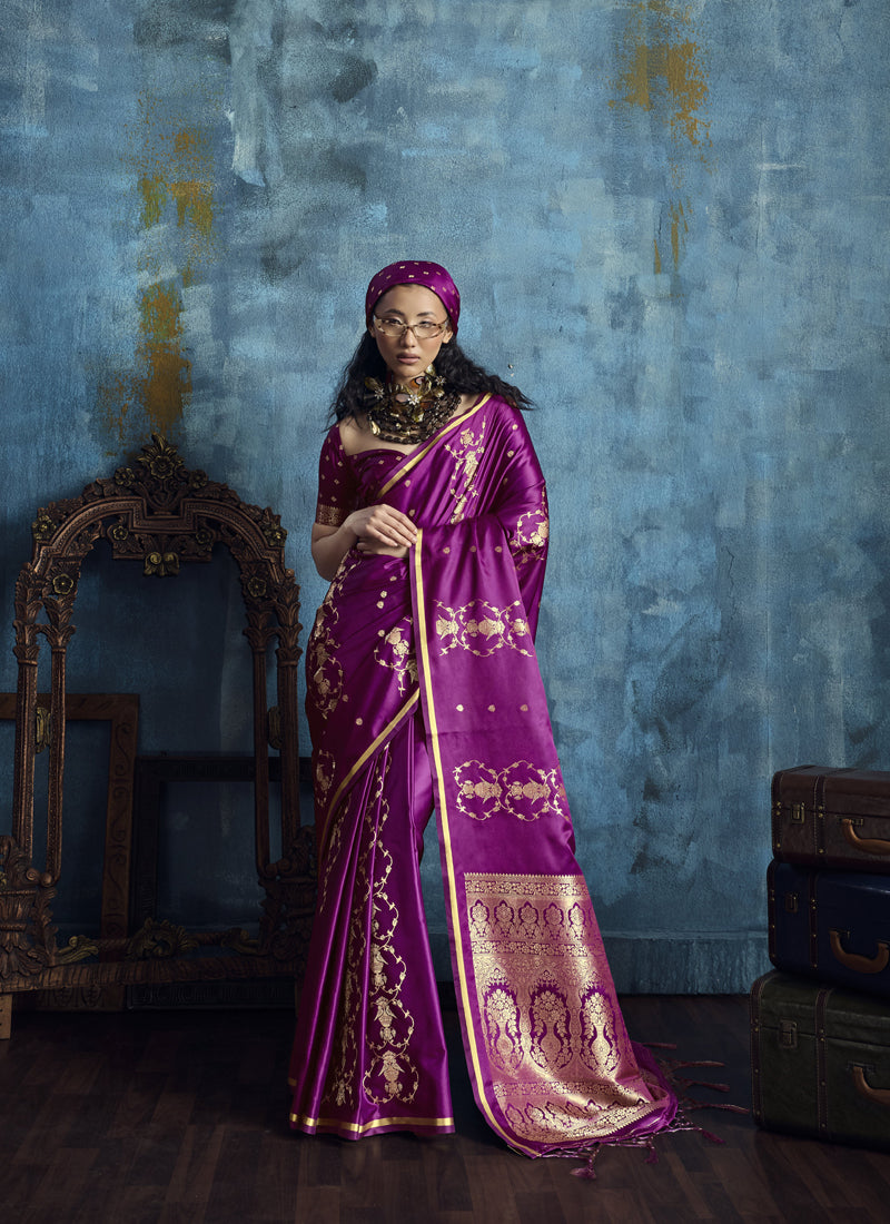 Pure Satin With Handloom Weaving Silk Saree Festival Wear Saree