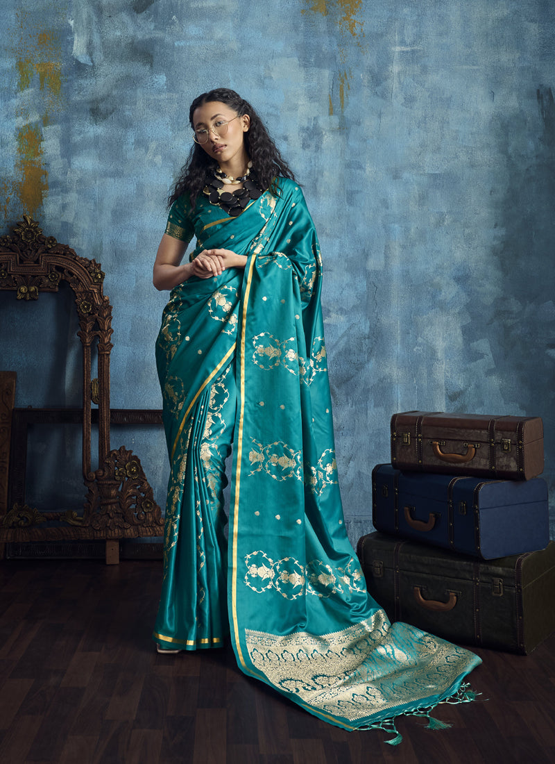 Pure Satin With Handloom Weaving Silk Saree Festival Wear Saree