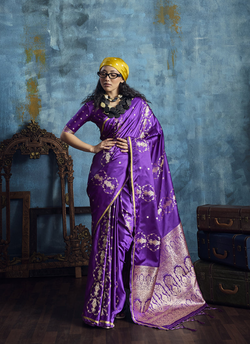 Pure Satin With Handloom Weaving Silk Saree Festival Wear Saree
