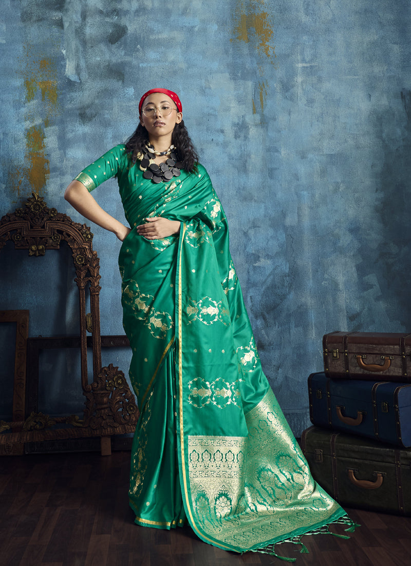 Pure Satin With Handloom Weaving Silk Saree Festival Wear Saree