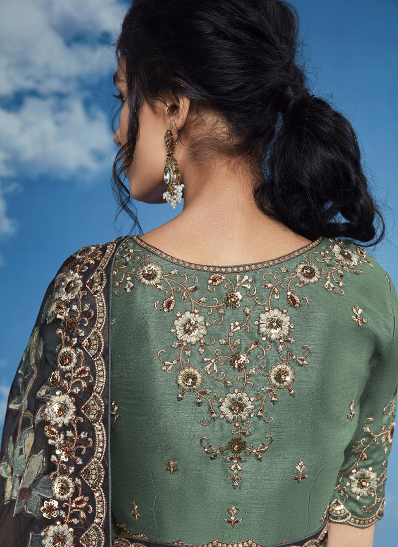 Black Brasso Designer Blouse with Attached Tussles On Pallu