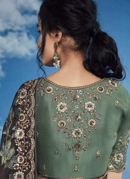 Black Brasso Designer Blouse with Attached Tussles On Pallu