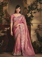 Peach Tissue Organza With Designer Butta Work All Over Saree