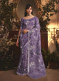 Lavender Tissue Organza With Sequence Designer Work All Over Saree