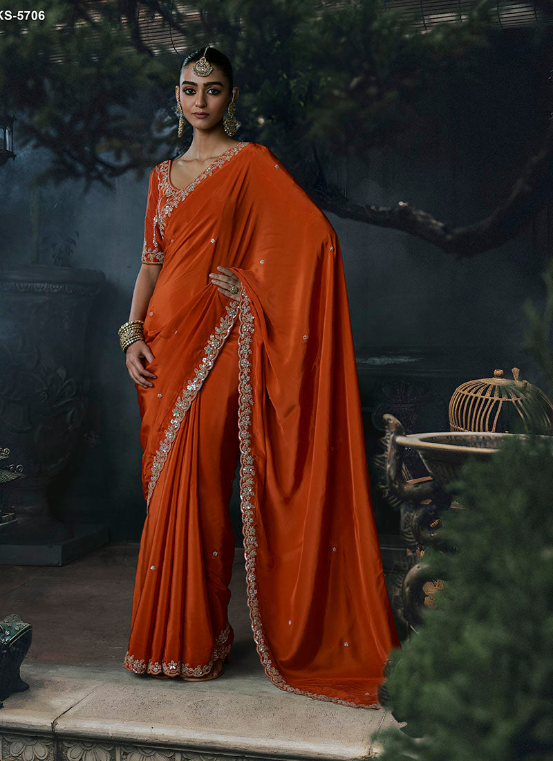 Tissue Silk & Organza Sequence Work Designer Party Wear Saree