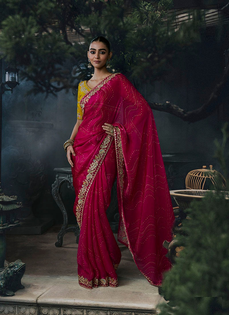 Tissue Silk & Organza Sequence Work Designer Party Wear Saree