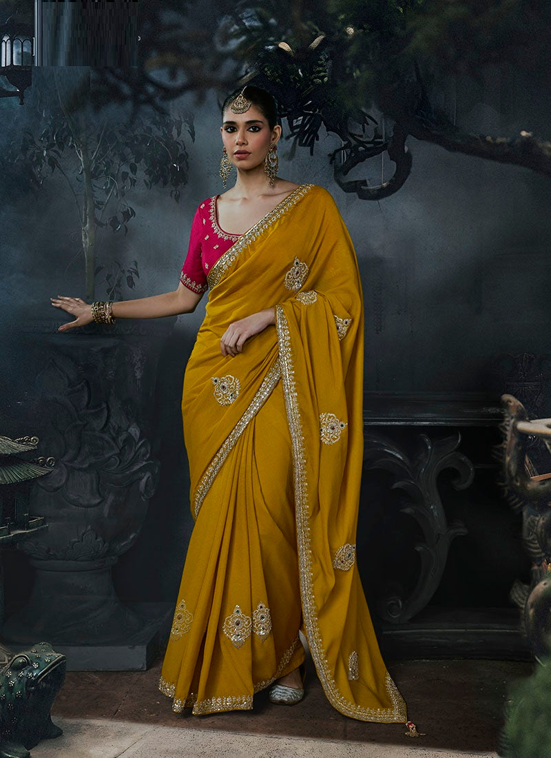 Tissue Silk & Organza Sequence Work Designer Party Wear Saree