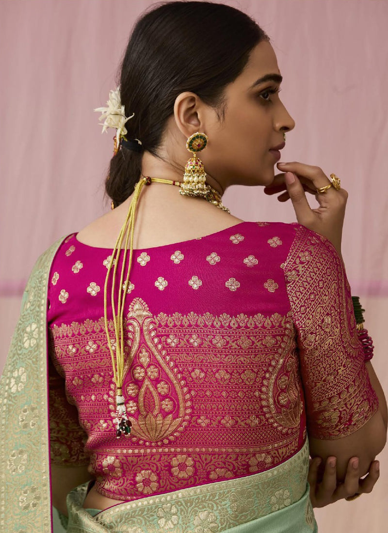 Pista Dola Silk Weaving Designer Contras Blouse