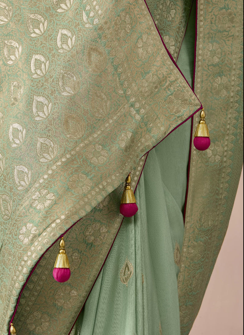 Pista Dola Silk Weaving Designer Contras Blouse