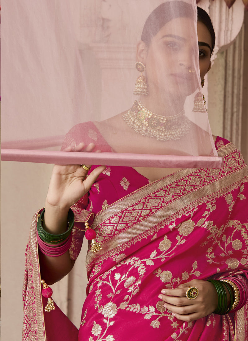 Red Dola Silk Weaving Heavy Designer Contras Blouse