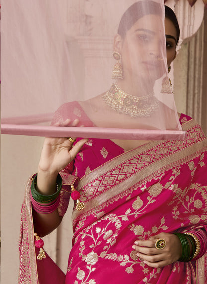 Red Dola Silk Weaving Heavy Designer Contras Blouse