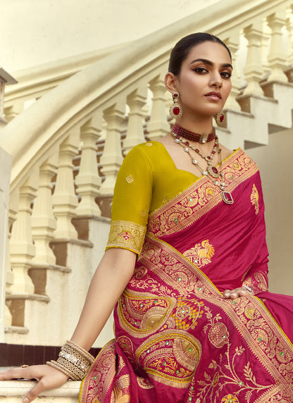 Red Dola Silk Heavy Zari Weaving Wedding Sarees