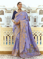Lavender Dola Silk Heavy Zari Weaving Wedding Sarees
