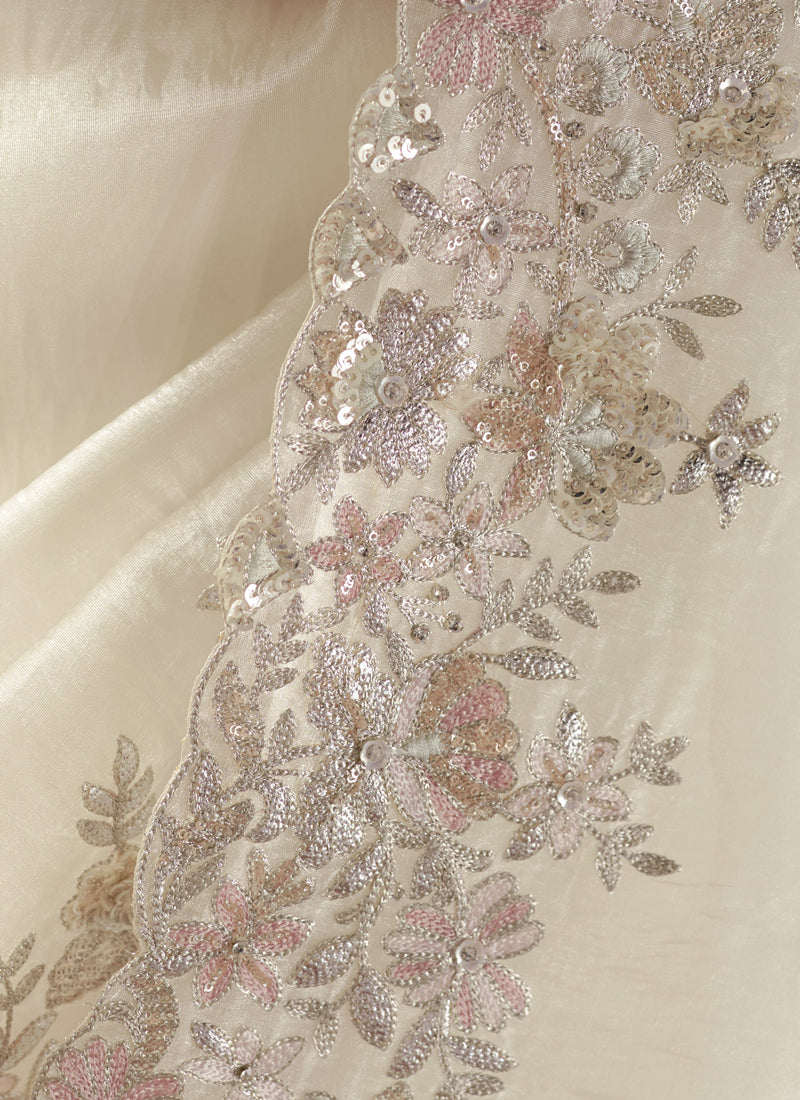 White Tissue Silk Heavy Designer Saree