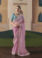 Baby Pink Tissue Silk Border Heavy Designer Saree