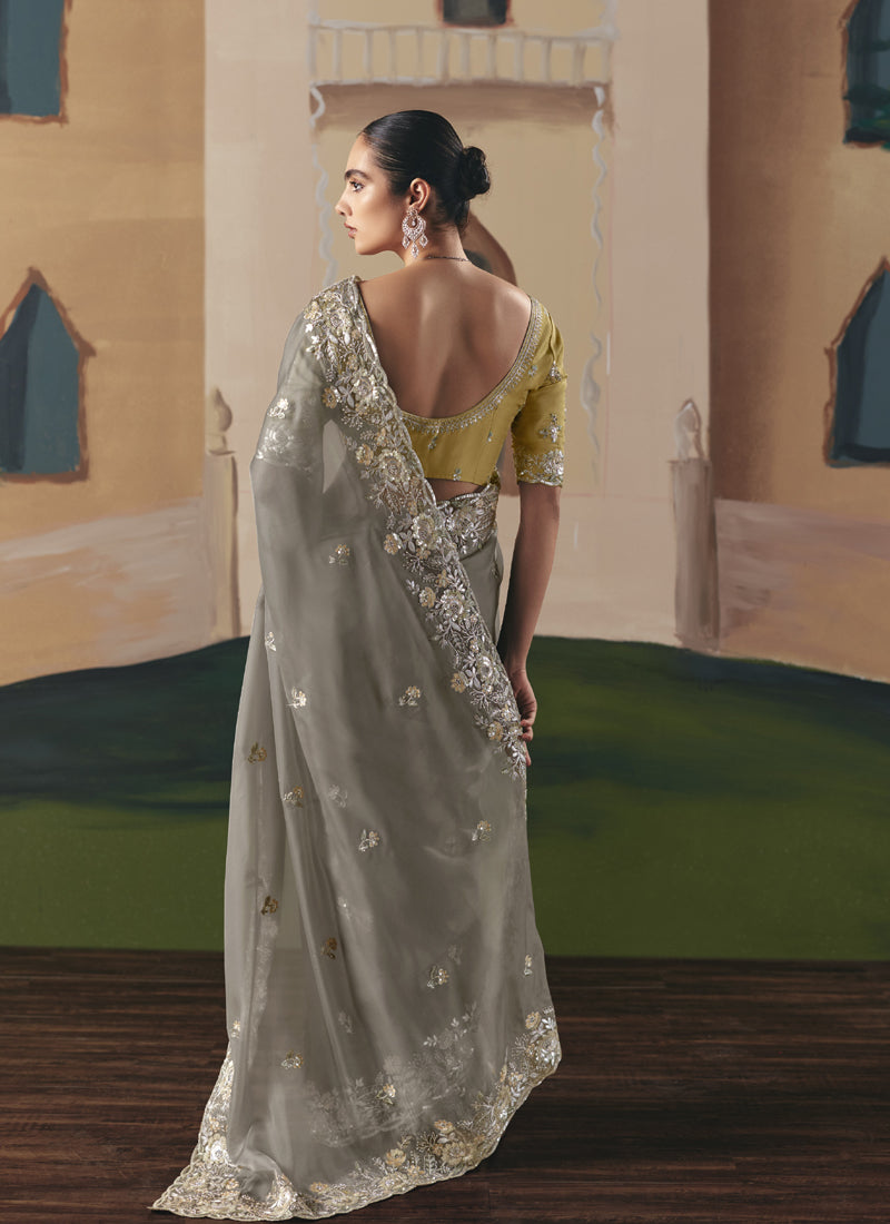 Gary Tissue Silk Border Heavy Designer Saree