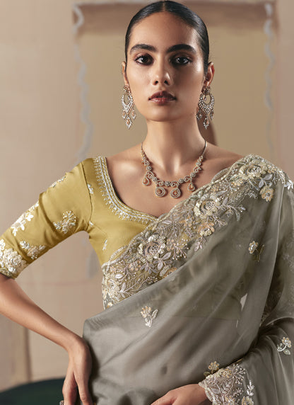 Gary Tissue Silk Border Heavy Designer Saree