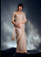 Off-White Tissue Glass With Heavy Designer Blouse Party Wear Saree