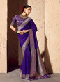 Purple Pure Viscose Silk With Zari Weaving & Tassel With Brocade Blouse
