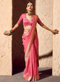 Peach Pure Viscose Silk With Zari Weaving & Tassel With Brocade Blouse