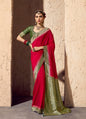 Blood Red Pure Viscose Silk With Zari Weaving & Tassel With Brocade Blouse