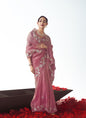 Baby Pink Tissue Organza Designer Party Wear Saree