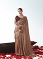 Brown Tissue Organza Heavy Sequence Work Designer Party Wear Saree