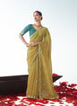 Olive Tissue Organza Heavy Sequence Work Designer Party Wear Saree