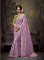Lavender Tissue Organza With Heavy Sequence Heavy Designer Blouse Saree