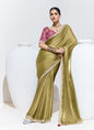 Olive Glass Tissue Satin Silk Digital Printed Party Wear Saree