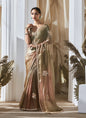 Bronze Tissue With Digital Printed Blouse Party Wear Saree