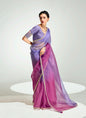 Shaded Lavender & Wine Organza Tissue Designer Saree