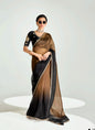 Shaded Brown & Black Organza Tissue With Designer Saree