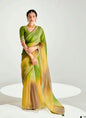 Shaded Olive & Mustard Organza Tissue Designer Saree