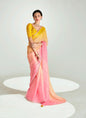 Shaded Mustard & Baby Pink Organza Tissue Designer Saree