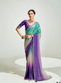 Shaded Turquoise & Purple Organza Tissue Designer Saree