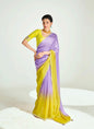 Shaded Lavender  & Lemon Organza Tissue Designer Saree