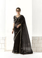 Black Glass Tissue Silk Sequence Party Wear Saree