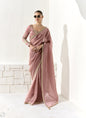 Peach Glass Tissue Silk Sequence Party Wear Saree