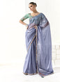Light Blue Glass Tissue Silk Sequence Party Wear Saree