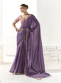 Lavender Glass Tissue Silk Sequence, Zari Weaving Party Wear Saree